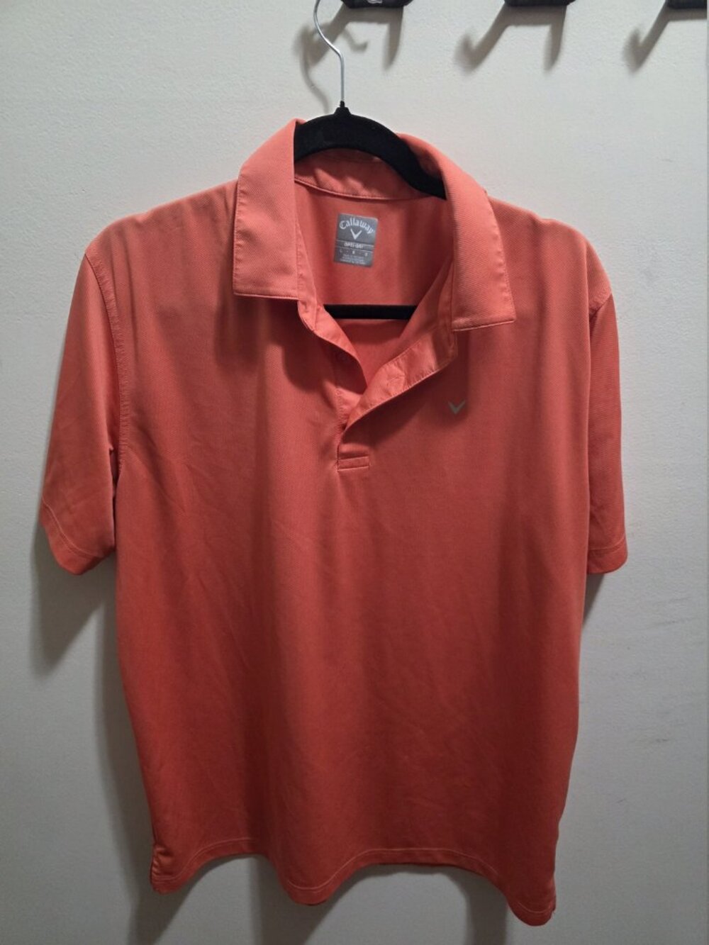 Callaway Opti-Dri Polo Shirt L Coral Golf Performance Wear